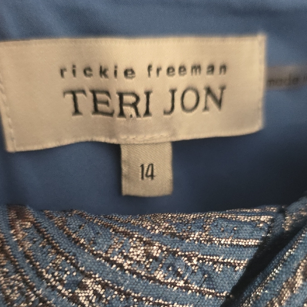 Teri Jon Blue Patterned Off-Shoulder Maxi Dress - Picture 2 of 3